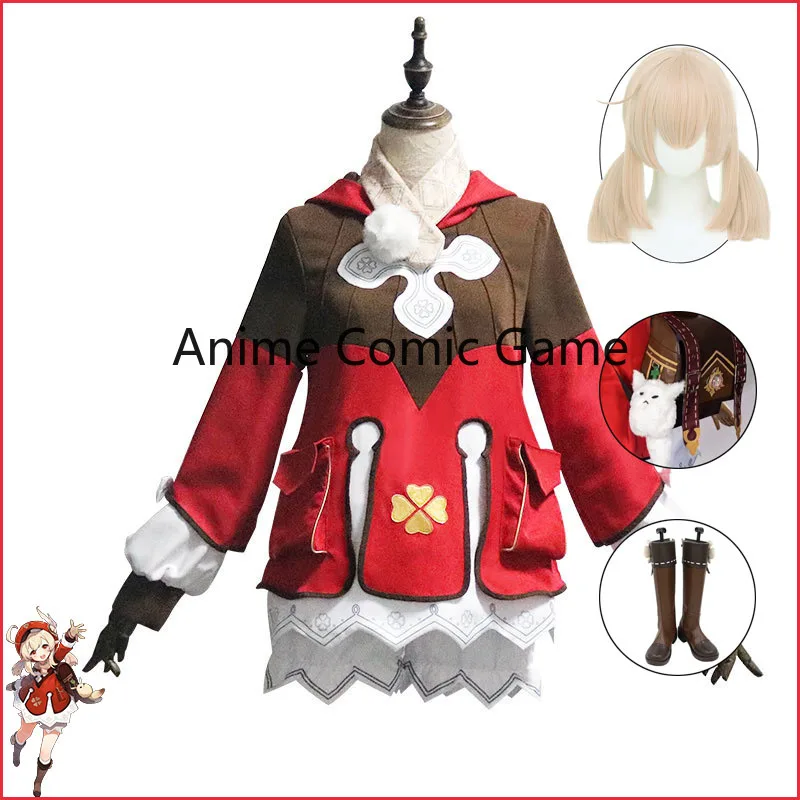 

Game Genshin Impact Klee Cosplay Costume Shoes Wig Anime Kawaii Dress Girls Party Halloween Christmas Costumes kids