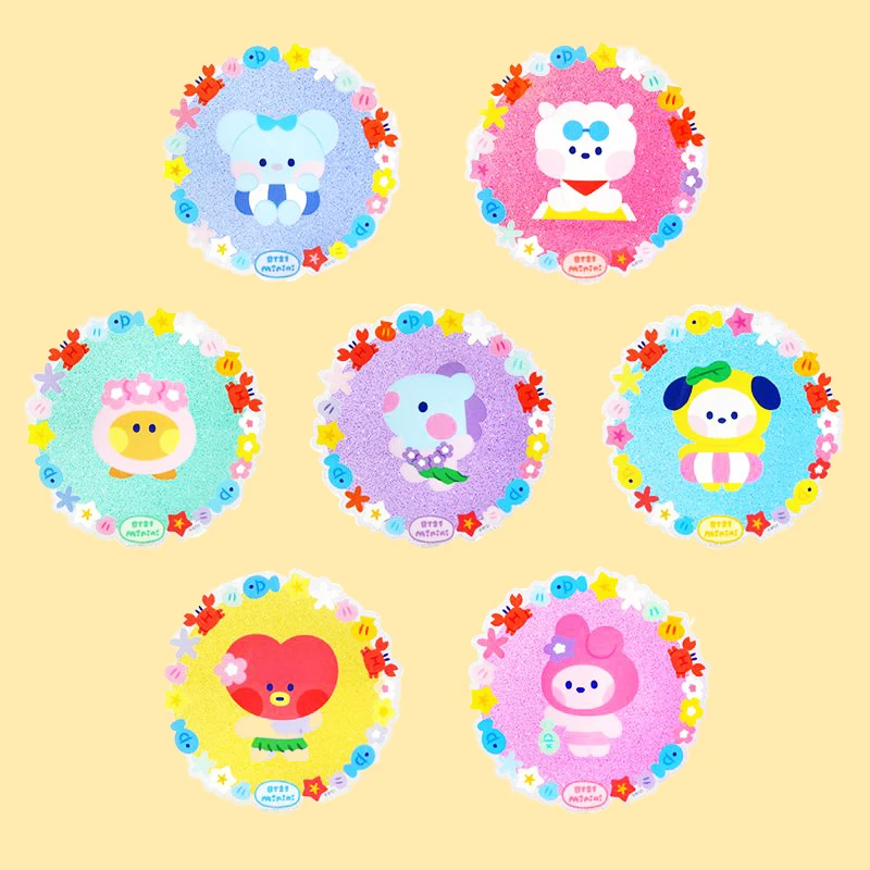 

Bt21 Coasters Kawaii Kpop Stars Peripheries Anime Tata Rj Chimmy Cooky Cute Practical Bts Round Acrylic Insulation Pad Fans Gift