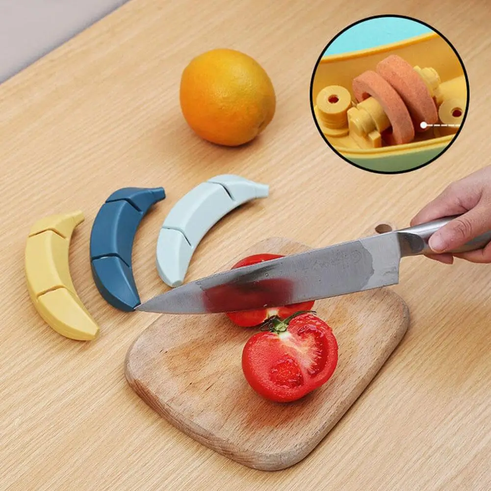 

Banana Knife Sharpener Creative Banana Sharpening Stone Two Cartoon Sharpener Knife Knife Banana Node Banana Sharpener H9A0