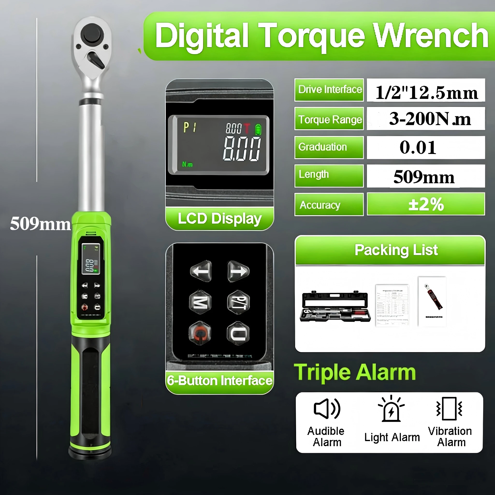 

Цифровой динамометрический ключ Toolisyn 0.15-340 Нм