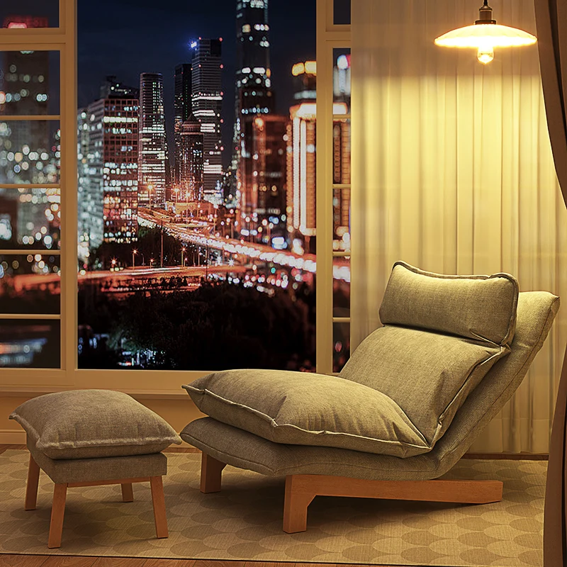 Sofá Reclinable de madera, sillón Individual, moderno, Simple, único, dormitorio, balcón, lectura,...