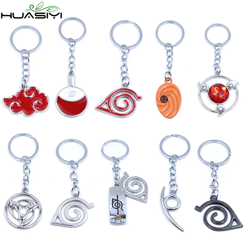 

Anime Trinket Keychain Konoha/Sharingan Symbol Red Cloud sign Keyrings Jewelry Car Bags Keyrings Unisex Keyholder for Women Men