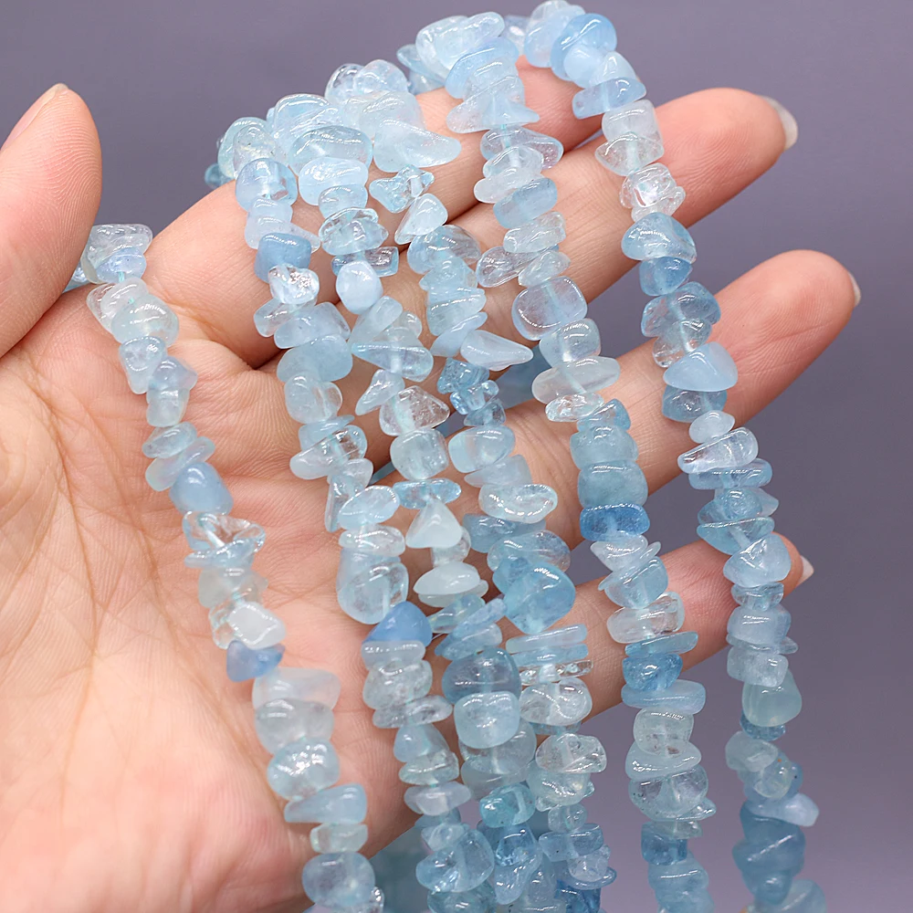 

3-6mm Irregular Freeform Chip Natural Aquamarine Stone Beads For Jewelry Making DIY Bracelet Necklace 15" Strand Gift