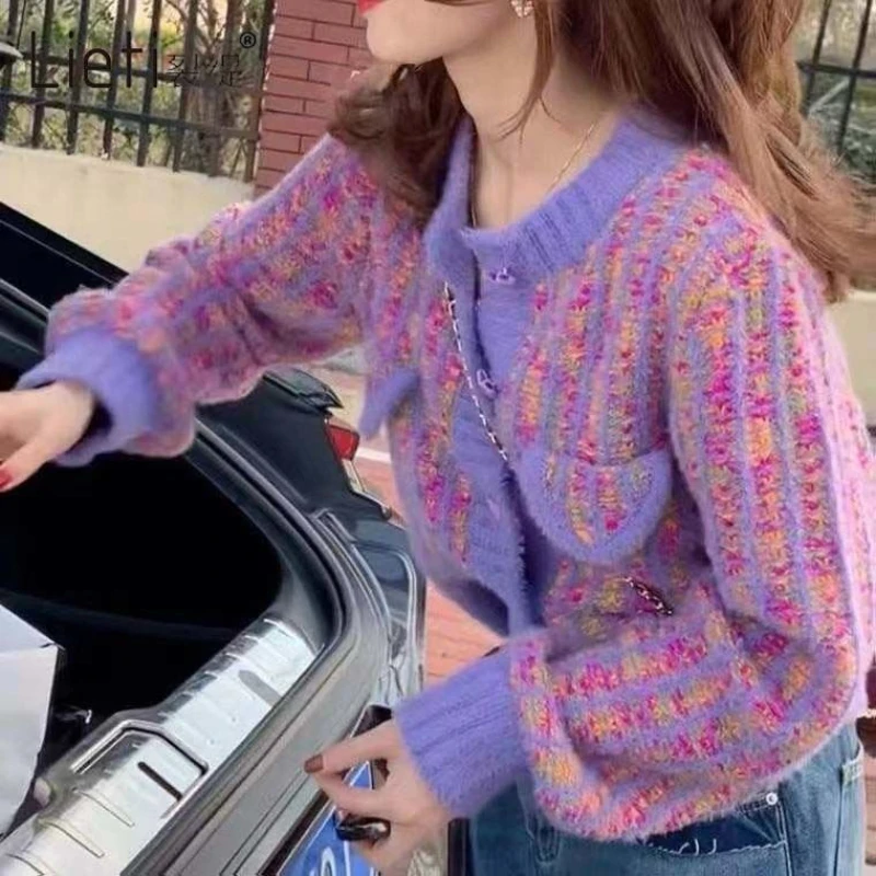 

Woman Knitted Sweater Cardigan Female Long Sleeve Knitted Cardigan Sweaters Ladies V-neck Jumpers Fashion Knitwear Sweaters G229