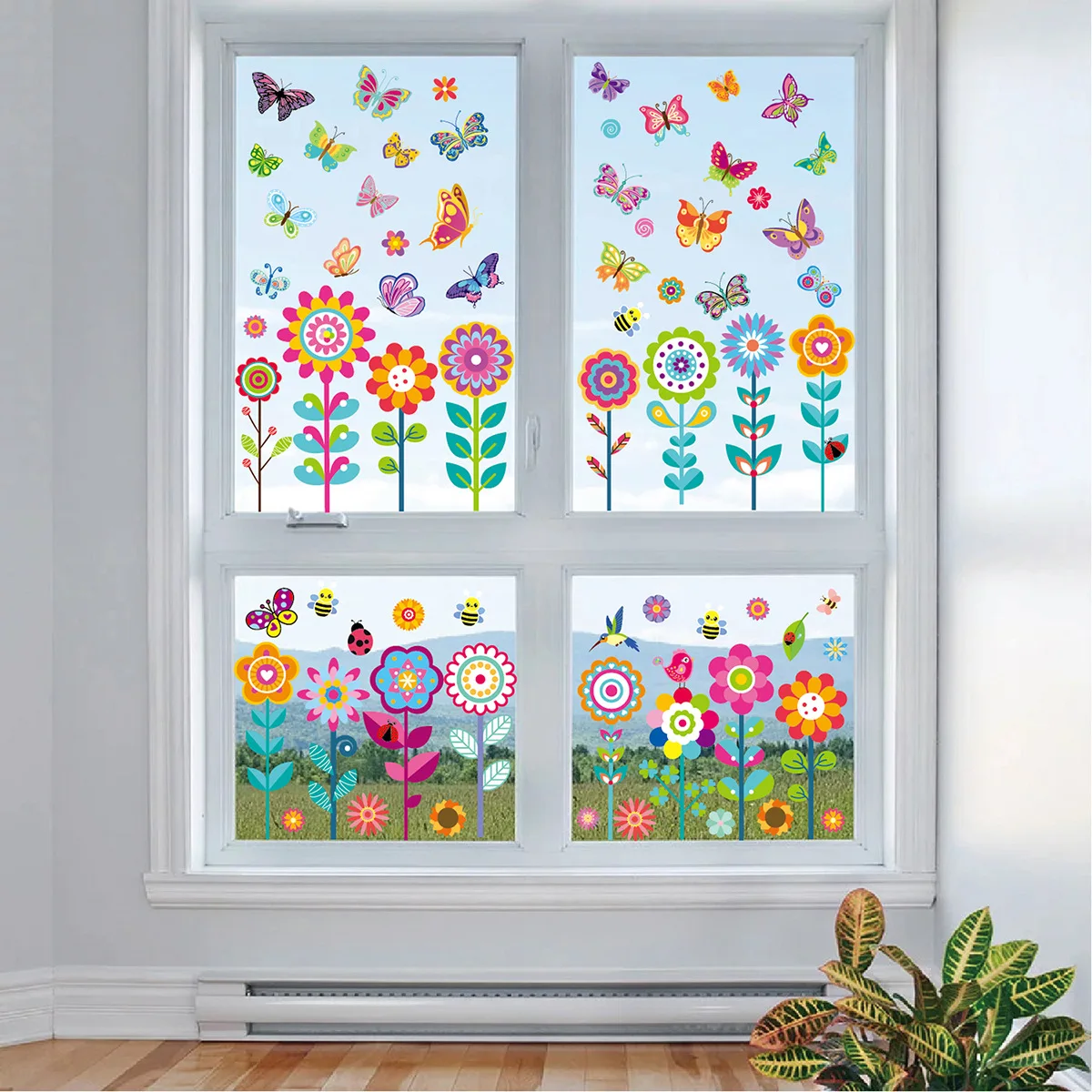 

9 sheets Cute Window Stickers Cartoon Sticker Wall Stickers Decals Children's room Kindergarten Glass Easter Decoration Poster