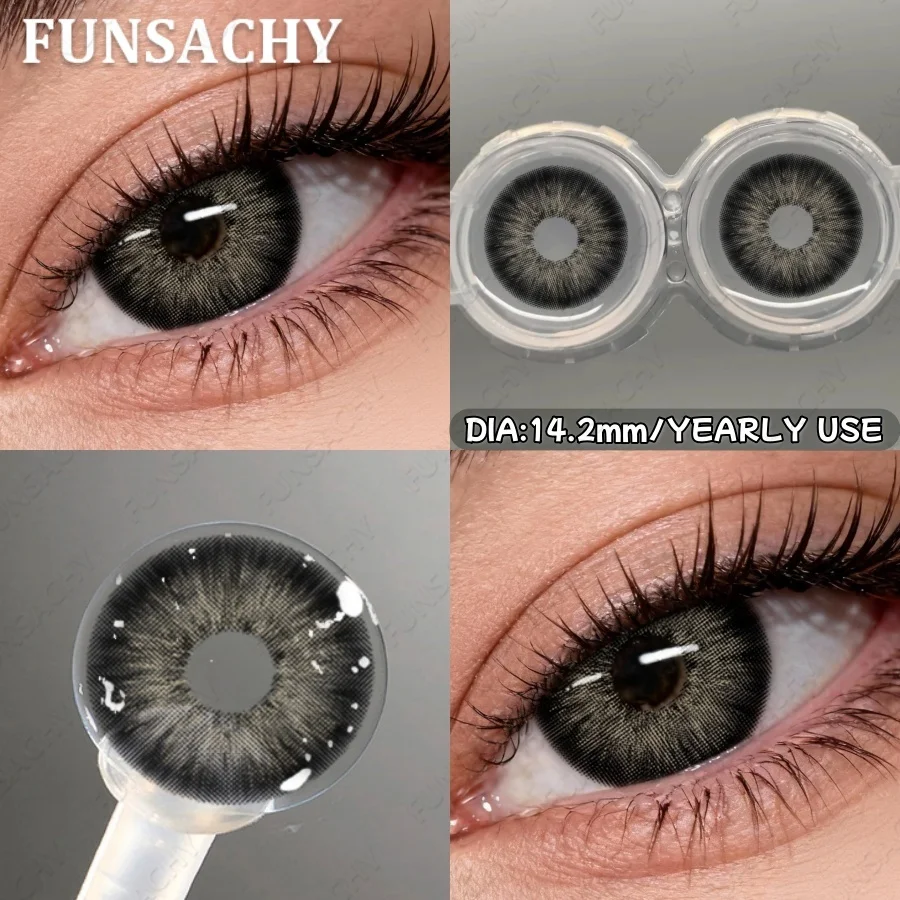 Фото FUNSACHY 1 пара цветных контактных линз корейского производства Natural Beauty Softlens, высококачественные серые линзы для глаз, годовые, косметические, быстрая доставка №3