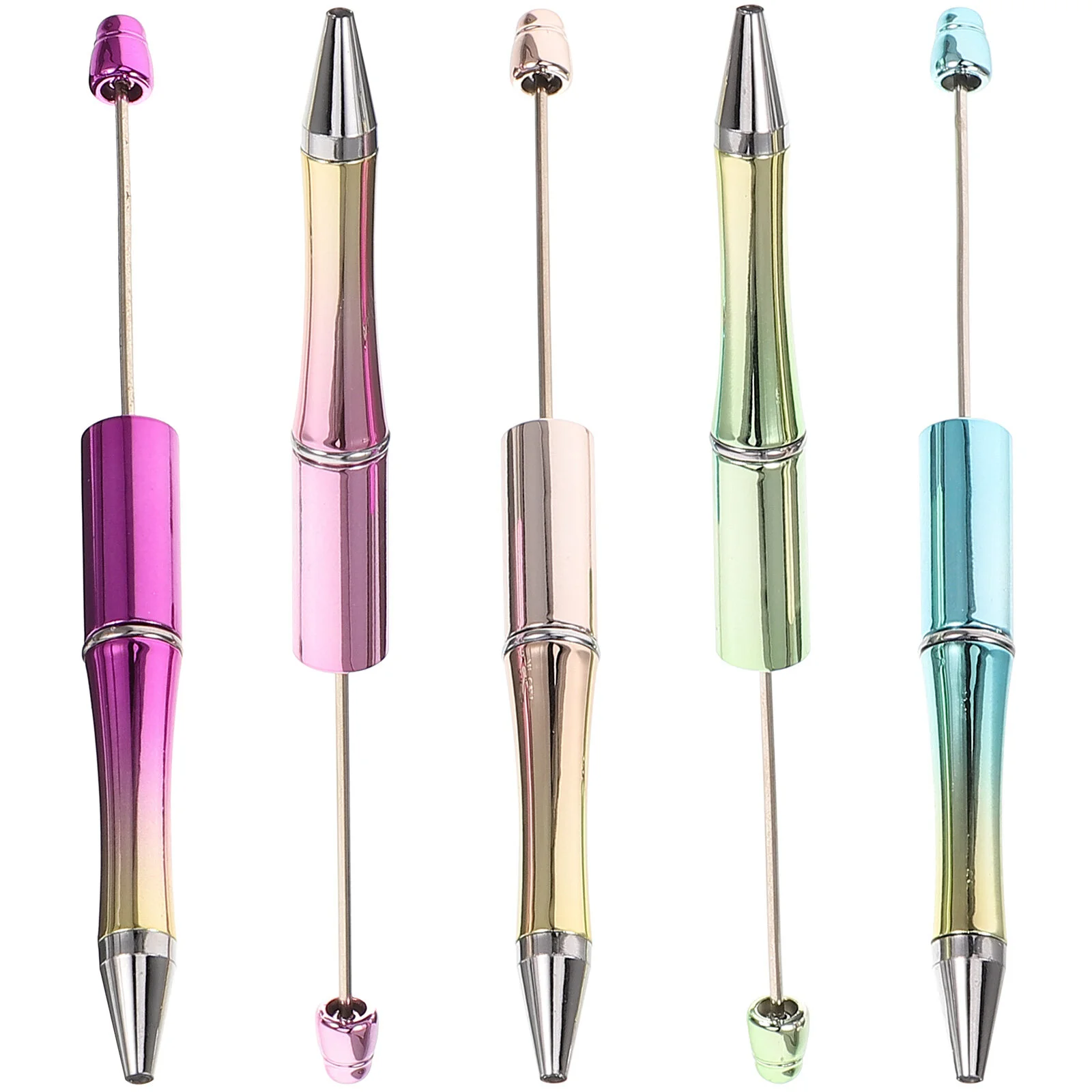 

5 Pcs Fun Pens Bulk Beads Five Colors Ballpoint Plastic Beadable Ergonomic Office Colored