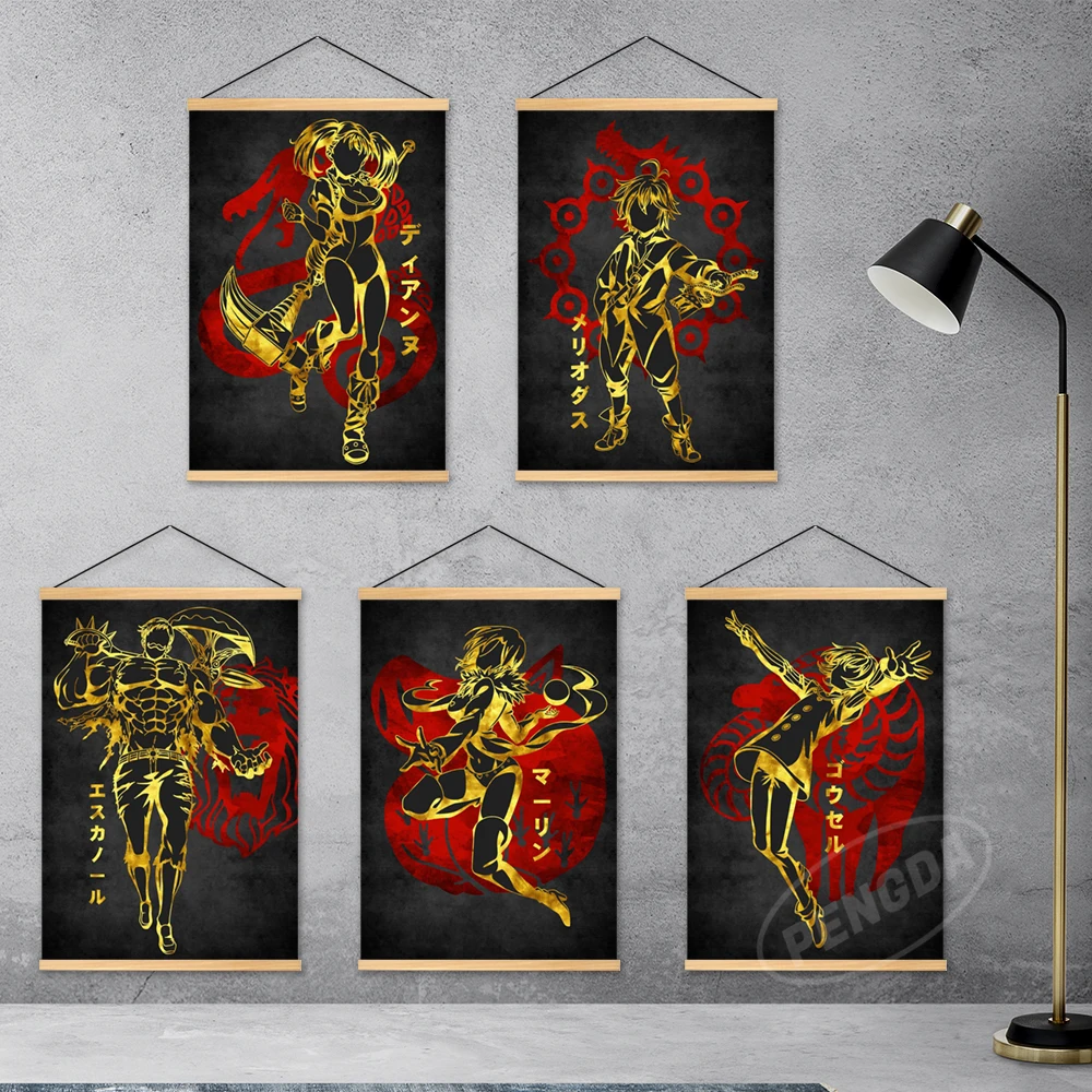 

Canvas Modular The Seven Deadly Sins Home Decor Prints Painting Meliodas Wooden Hanging Escanor Poster Anime Wall Art Pictures