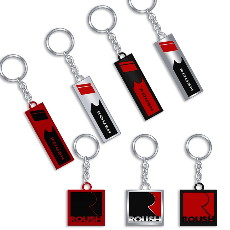 

R ROUSH Emblem Car Keychain Badge For Ford Roush Focus Fiesta Mustang V8 GT F-105 Mondeo MK2 MK3 Keyring Metal Key Chain Ring