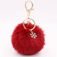 xqfate christmas snowflake plush key chain for women gift fuzzy car bag pendant key ring convenient keychain jewelry accessories