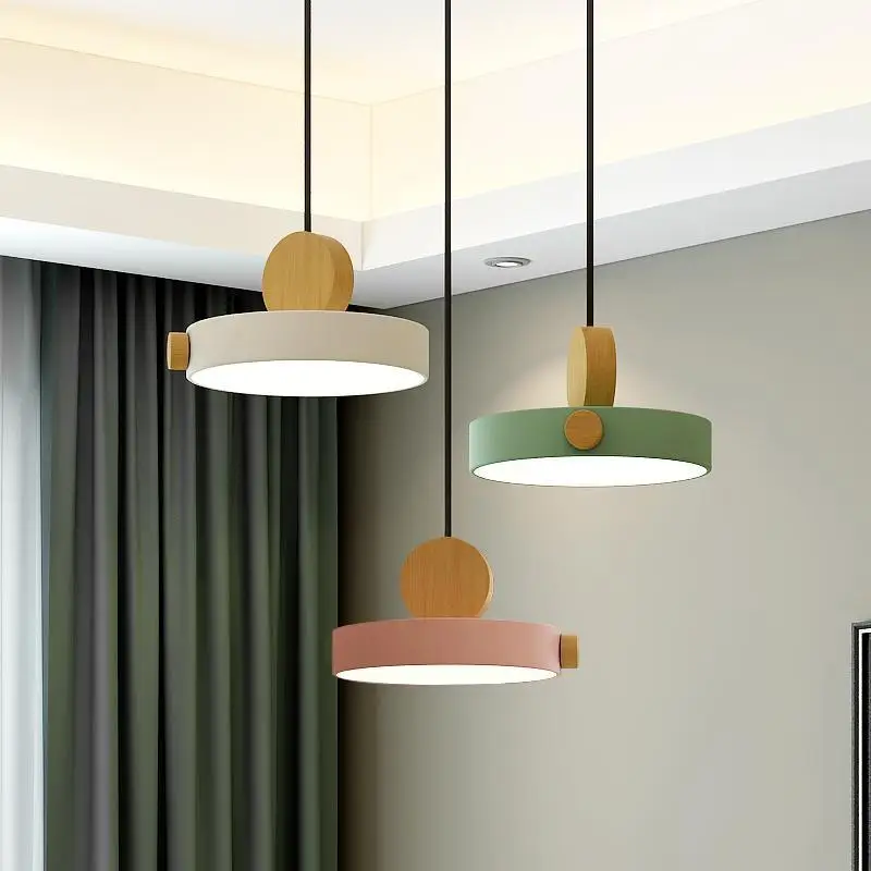 

Подвесные светильники круглых цветов в скандинавском стиле, железные современные минималистичные светодиодные лампы для ресторана, гостиной, бара
