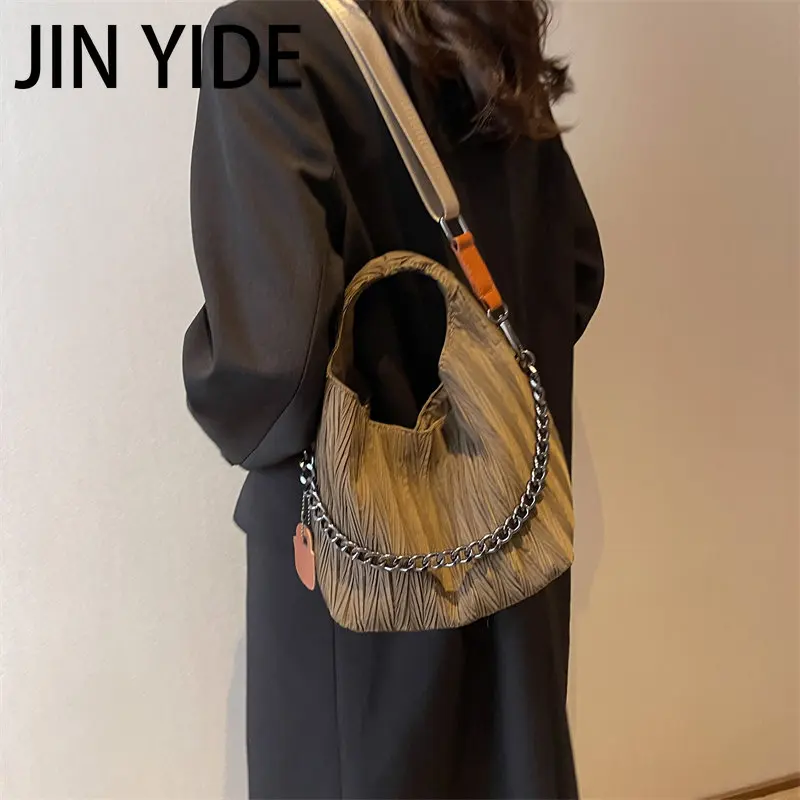 Pleated Design Handbag For Women 2023 Fashion Large Capacity Chain Lady Shoulder Bags Shopping Pack Leisure Crossbody Bag Female