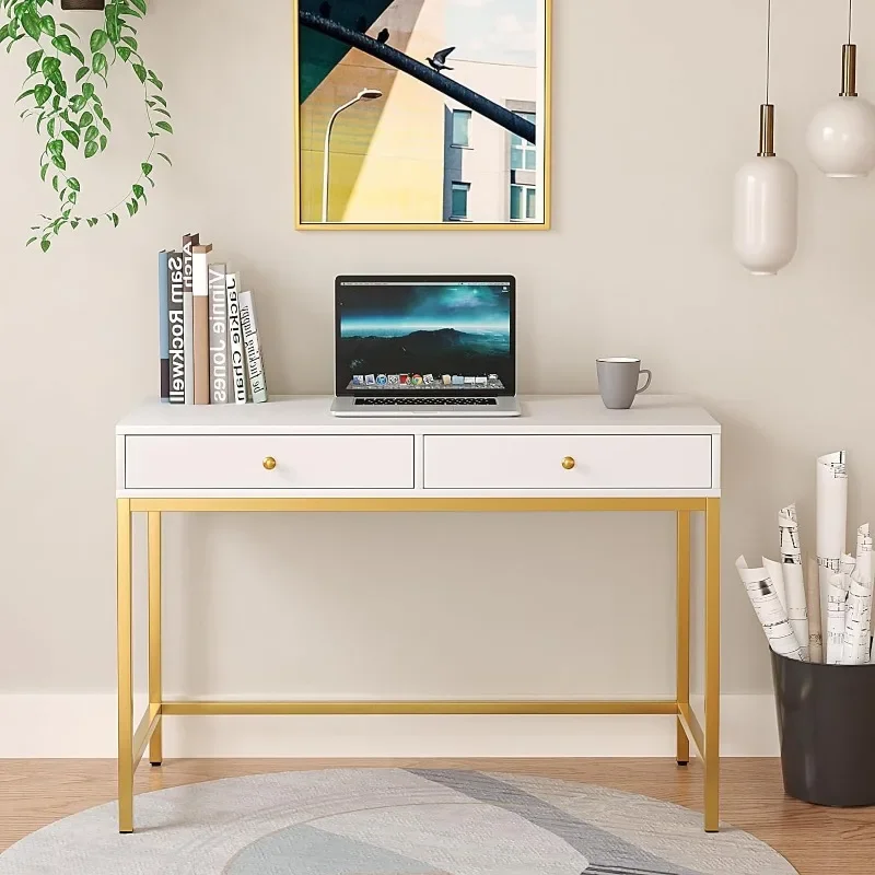 Белый столик под раковину с 2 ящиками белый/золотой стол для дома и офиса