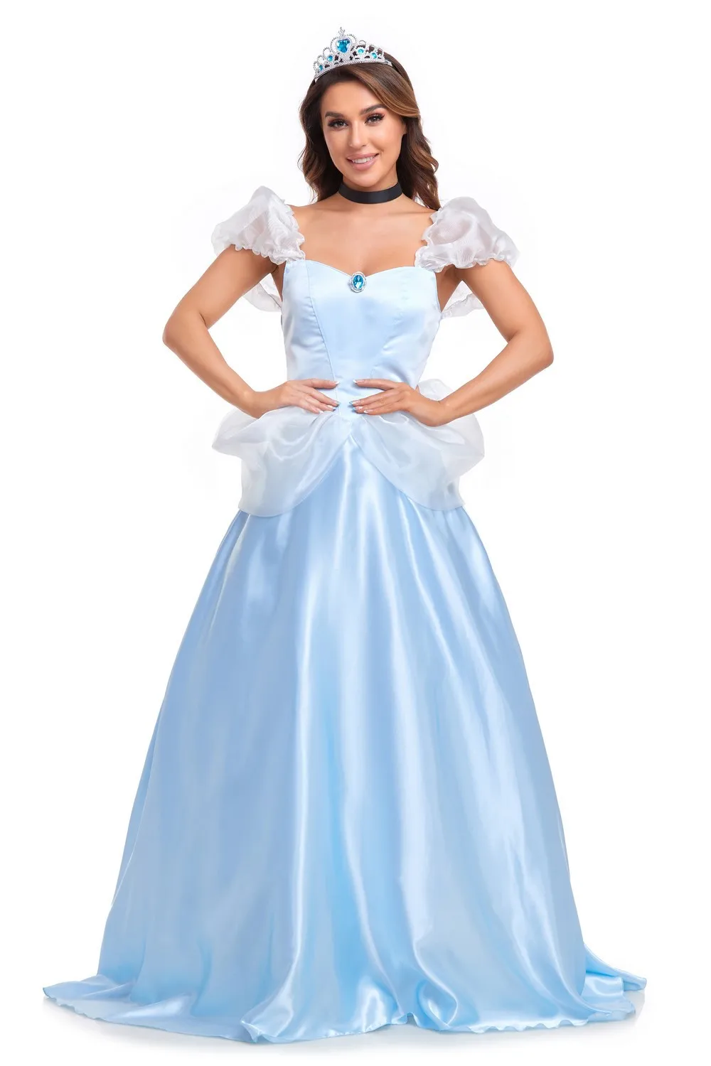 

Women Girls Classic Cinderella Princess Dress Adult Sexy Fairy Tale Palace Long Dress Halloween Party Cosplay Fantasia Costume