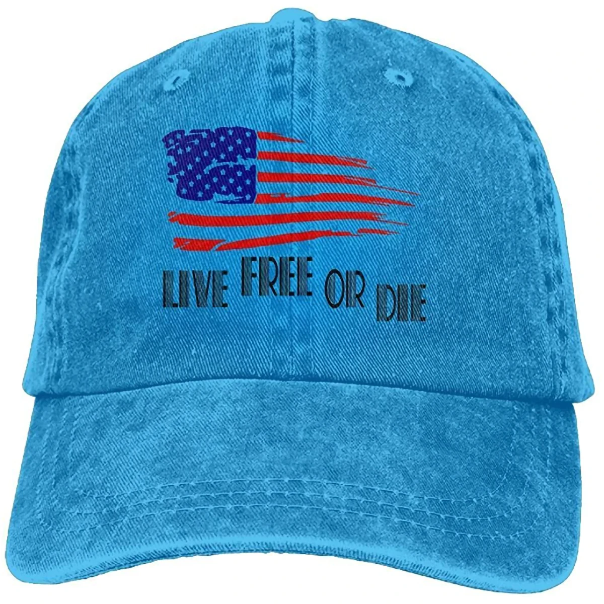 

bowlife Men Women USA Flag Live Free Or Die Denim Baseball Hat Adjustable Hip-hop Cap