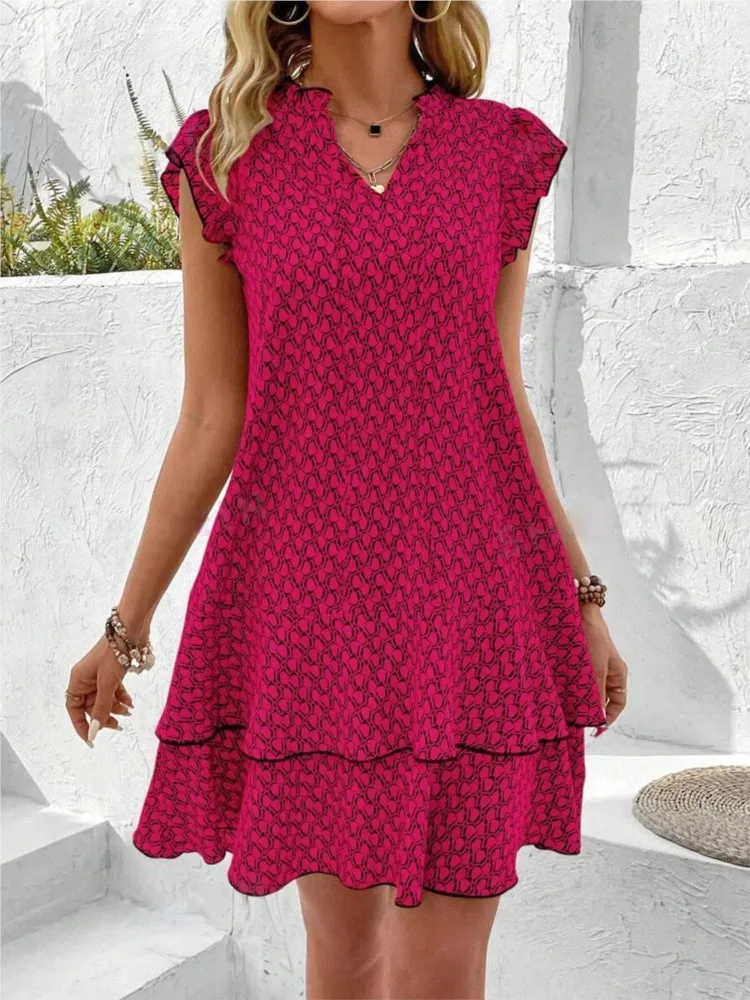 Женское мини-платье с оборками