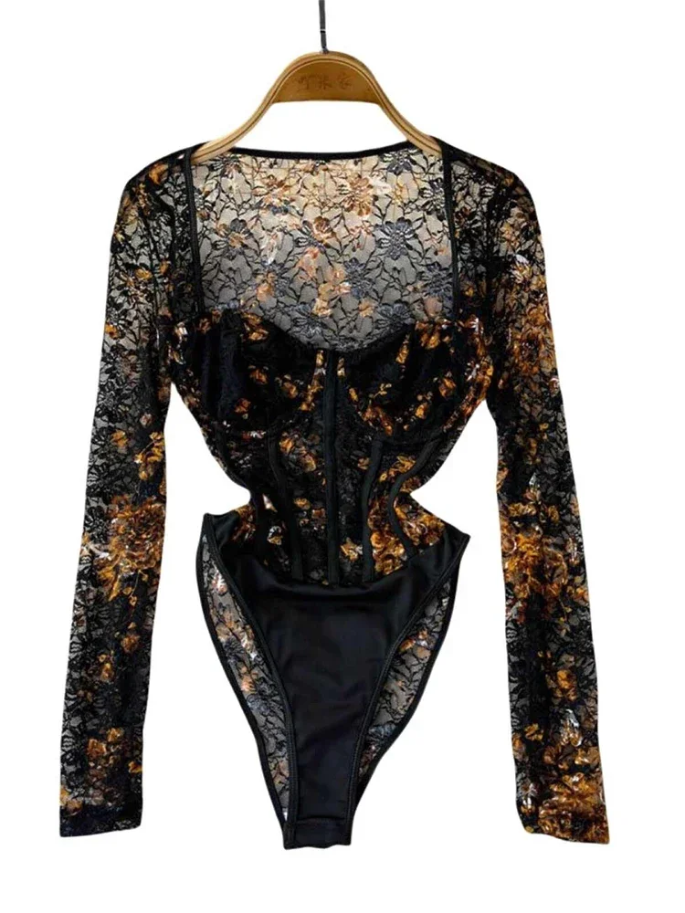 Экзотические сексуальные комбинезоны с квадратным воротником и длинными