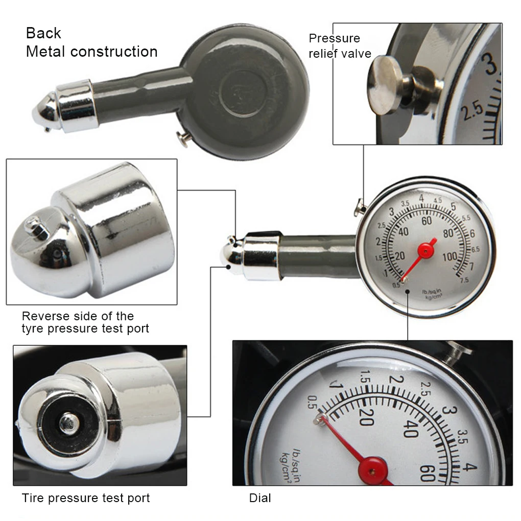 

Универсальный портативный измеритель давления в шинах из нержавеющей стали для автомобилей мотоциклов велосипедов грузовиков