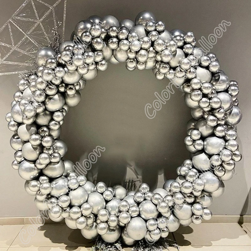 

300 шт., латексные воздушные шары серебряного цвета