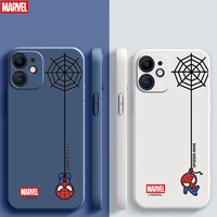 marvel cute spiderman for iphone 13 12 11 pro max 12 13 mini x xr xs max 6 6s 7 8 plus phone case liquid silicone coque carcasa