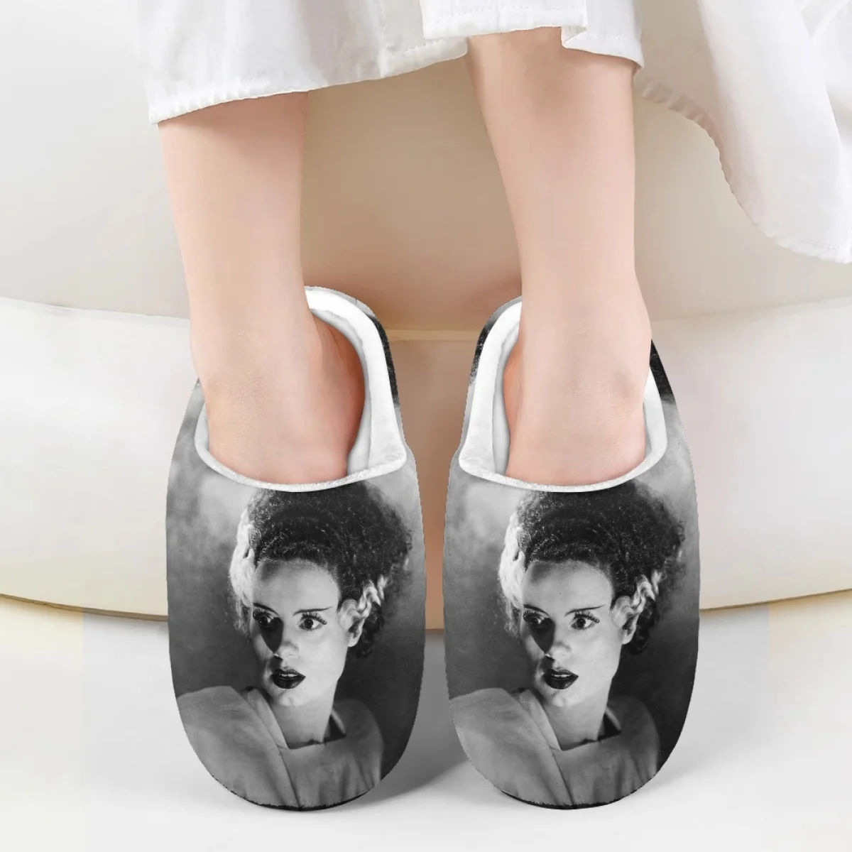 

Тапочки фланелевые мягкие хлопковые для детей и мальчиков, зимние дышащие, с рисунком невесты Франкенштейна, для улицы и путешествий, плюшевые Тапочки