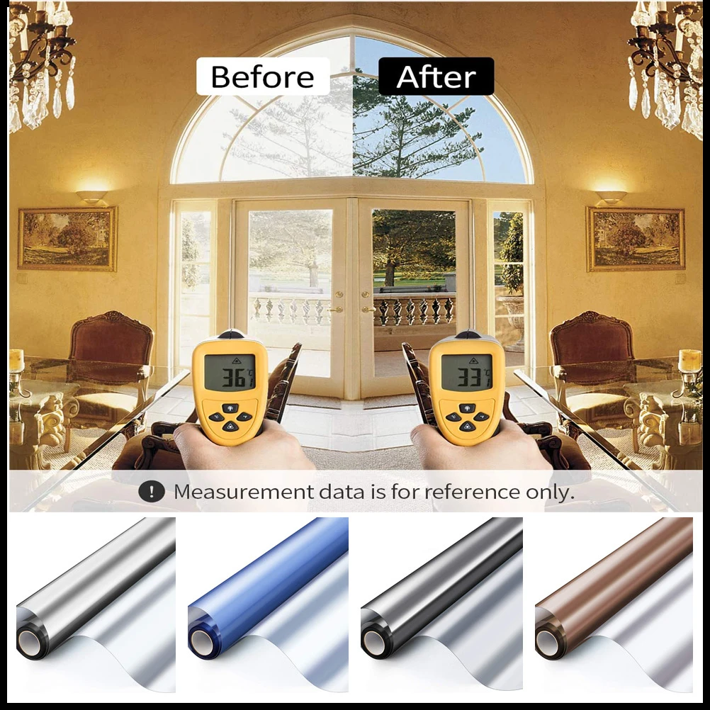

One Way Window Film Privacy, Reflective Anti Glare Mirror Heat Reducing Film,UV Blocker Glass Stickers Adhesive for Home Office