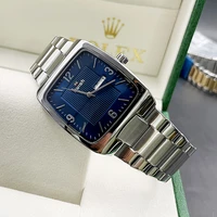 swish classic blue square business quartz watch for men stainless steel strap 40mm weekday calendar relogio masculino