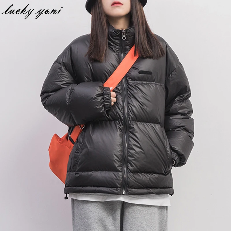 

Yoni Thickening Winter Jacket Women Cropped Warm Cotton Padded Solid Coat Female Stand Collar Wide-waisted Outwear Ladies