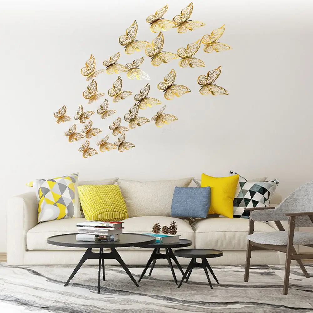 

Butterflies Art Party Decoration Wedding Wall Art Decor 3D Butterfly Stickers Wall Decals Hollow Butterflies Decals