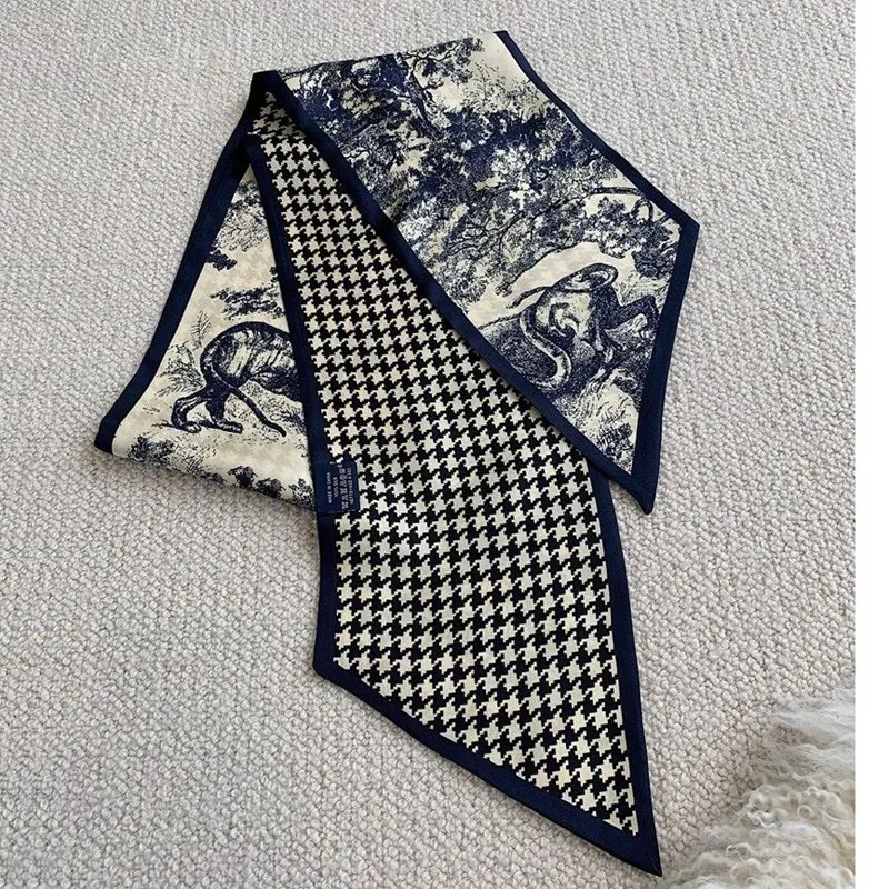

100% Silk Ring Scarf Ribbon Neckerchief Double Layer