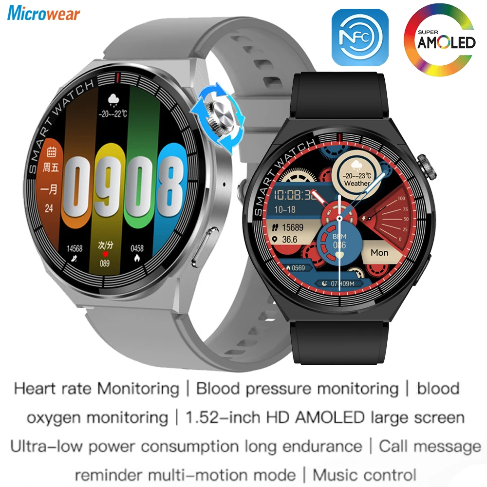 

Смарт-часы AMOLED GT3pro мужские, 1,52 дюйма, С Пульсометром