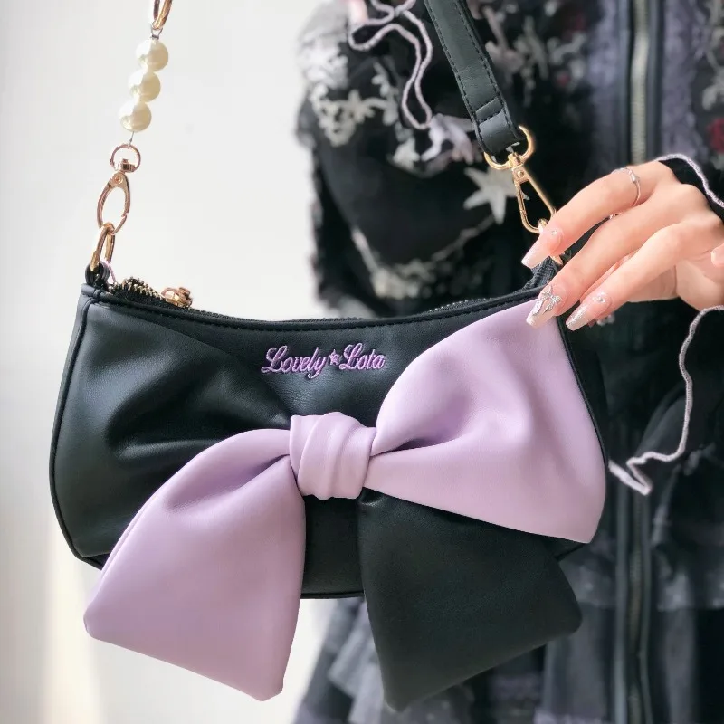 

Sweet PU Lolita Bag 2023 New Chic Designed Bow Crossbody Bag Teenage Girls Contrast Color Elegant Shoulder Bag Bolso сумка