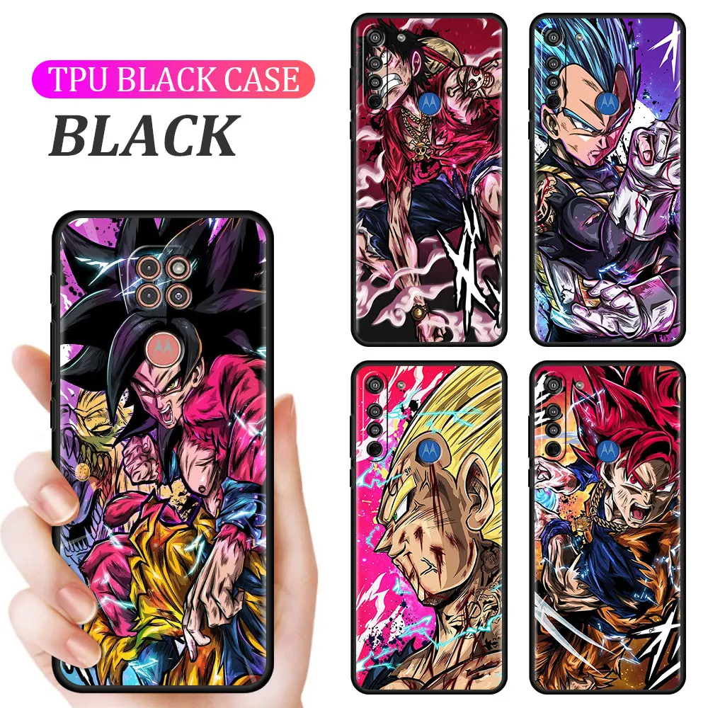 

Luxury Cell Phone Case for Motorola Moto G30 G60 One Fusion G9 Plus G8 Power Lite G50 Edge 20 Black Cover DRAGON BALL Gokus