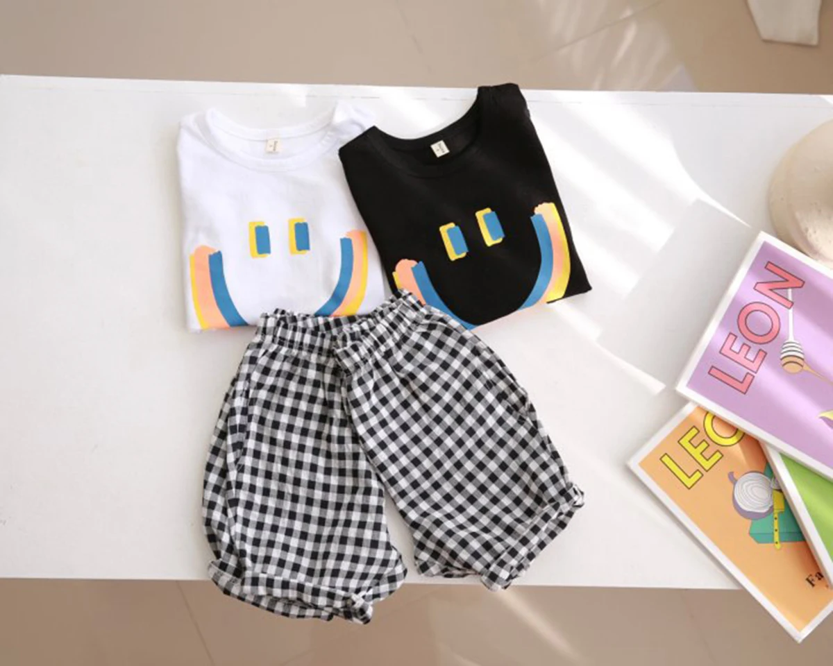 2 шт. детский летний костюм в клетку с шортами