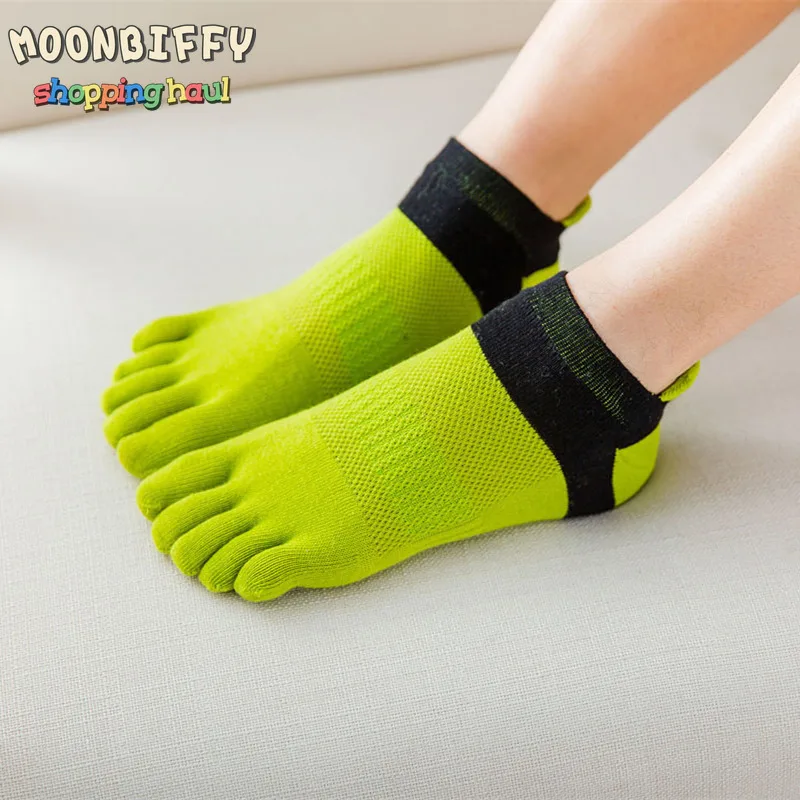 

Носки женские с пальцами, 100 хлопок, дышащие хлопковые носки с пятью пальцами, однотонные спортивные носки для бега, желтые, синие женские но...