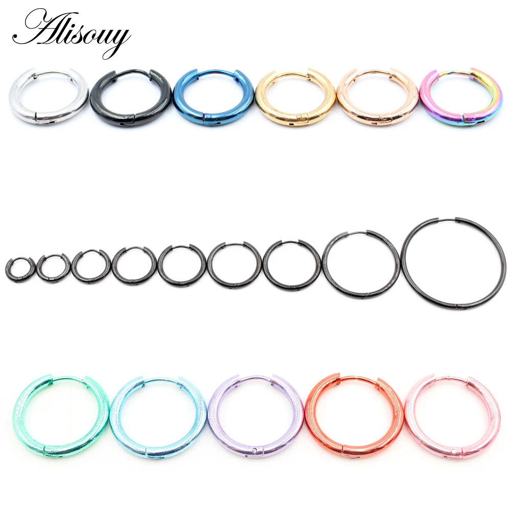 Маленькие массивные серьги-кольца из нержавеющей стали, 2,5 мм, 2 шт ...