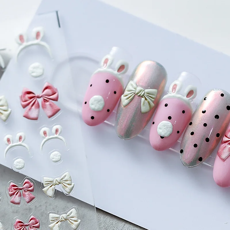 Милые наклейки для дизайна ногтей розовый галстук-бабочка милые украшения с