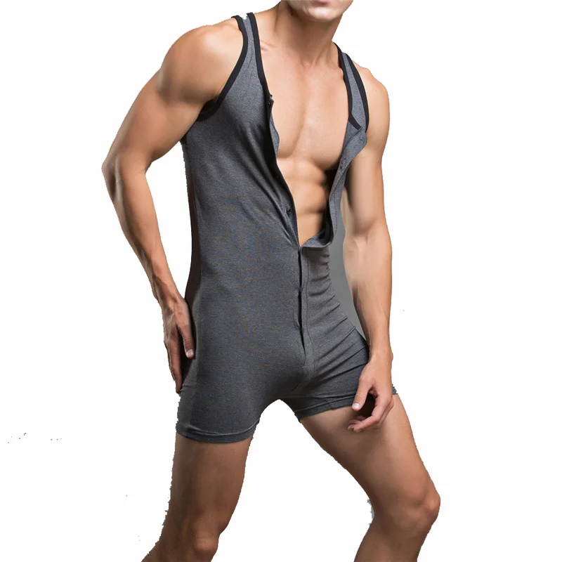 Мужское нижнее белье хлопковое цельное боди для реслинга трико Спортивное
