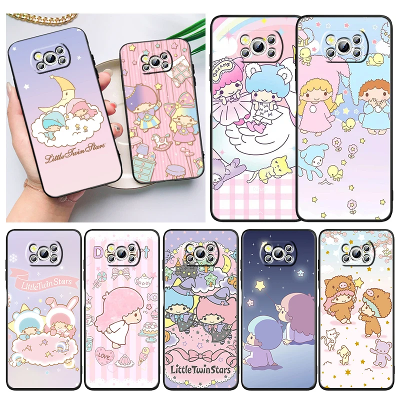 

Little Twin Stars Cartoon Phone Case For Xiaomi Mi Poco X4 X3 NFC F4 F3 GT M5 M5s M4 M3 Pro C40 C3 5G Soft Cover Black Funda