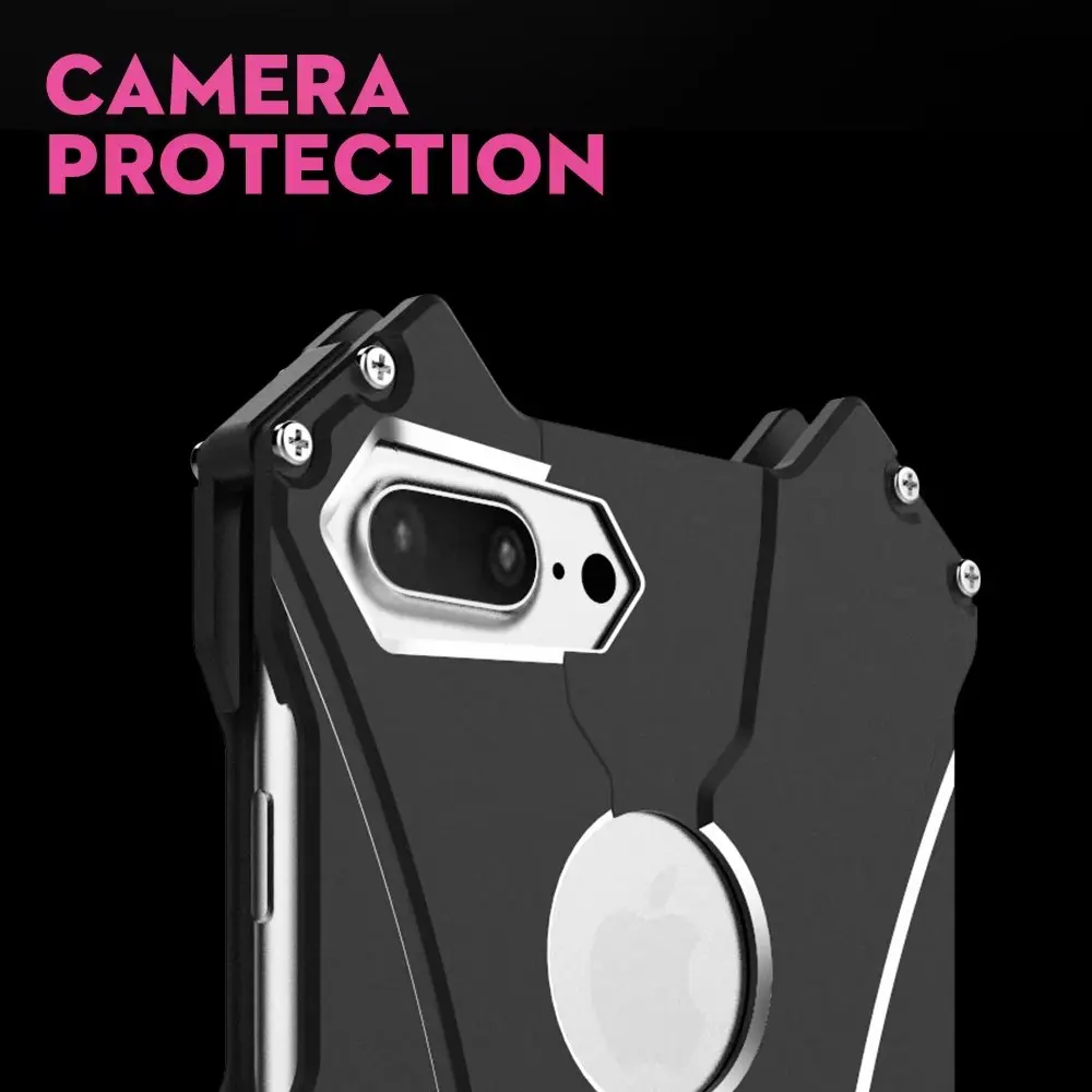 R-just Heavy Dust Metal Aluminum Armor Case Cover For Iphone 7 8 Plus I8 I8p +holder Black Cover For Iphone Se 2020