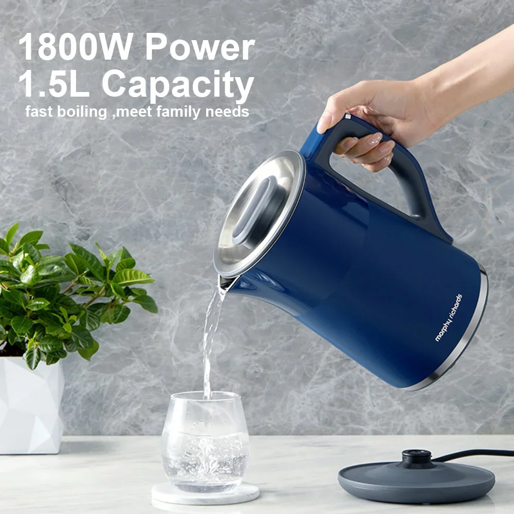 Фото Электрический чайник Morphy Richards 1.5 л, бытовой, с термоизоляцией, регулировкой температуры, из нержавеющей стали №3
