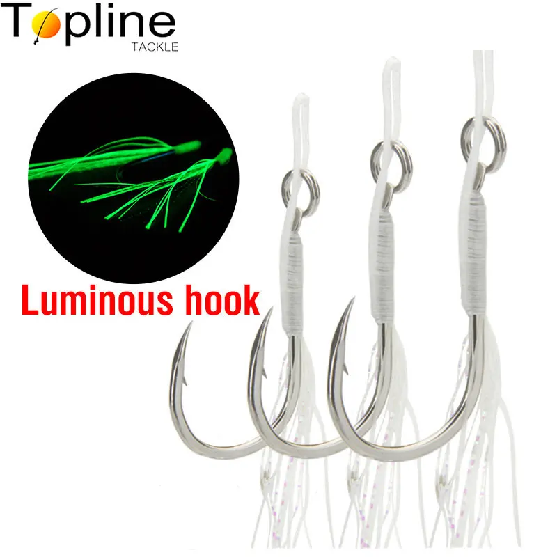 

Светящиеся Крючки из нержавеющей стали для морской рыбалки 10 #12 #14 #16 #18, крючки с зазубринами для медленного кальмара для джиггинга, вспомога...