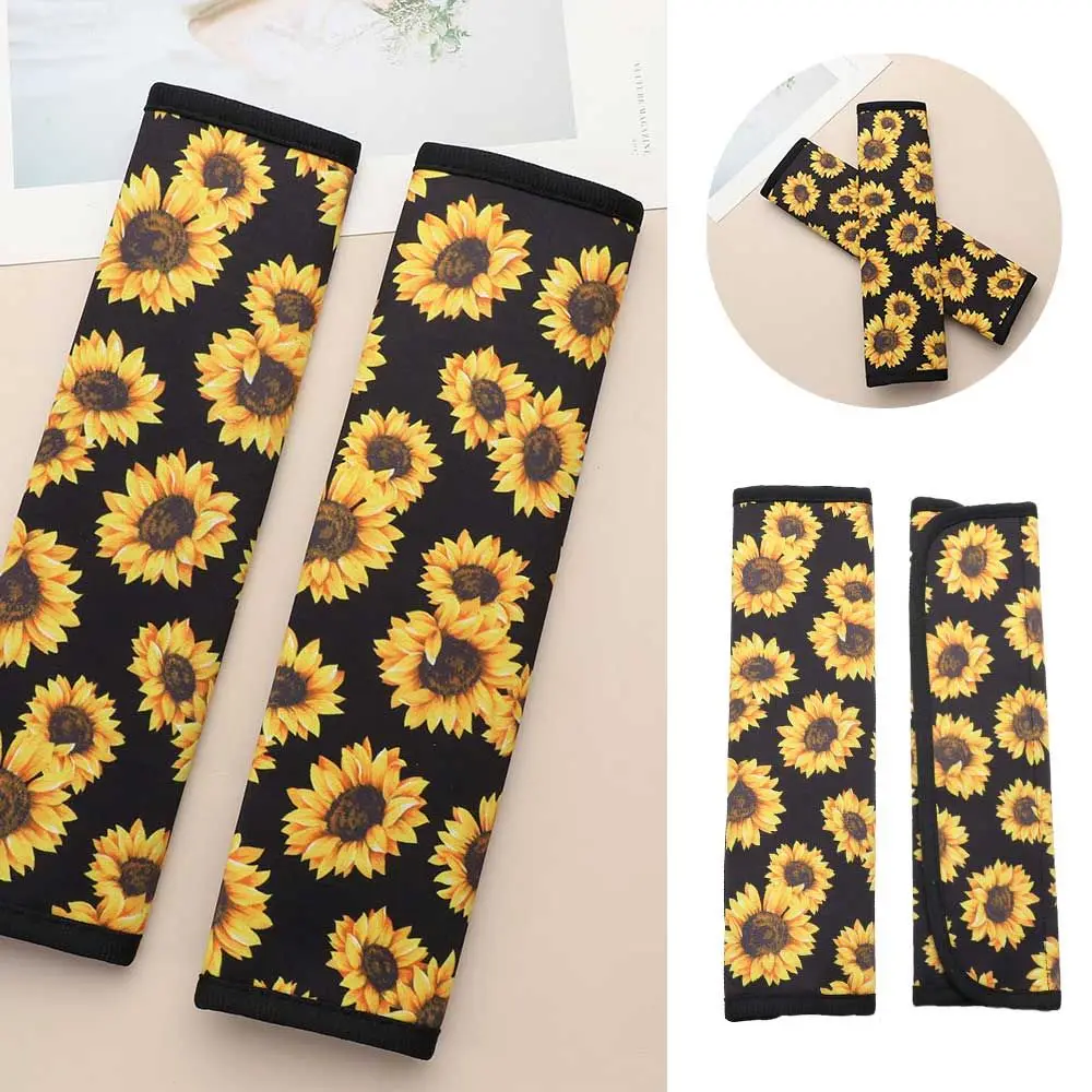 

1Pair Sunflower Shoulder Seat Belt Cover Universal Car Seat Belt Pads Soft Comfort Diving Cloth for Adults Youth Kids