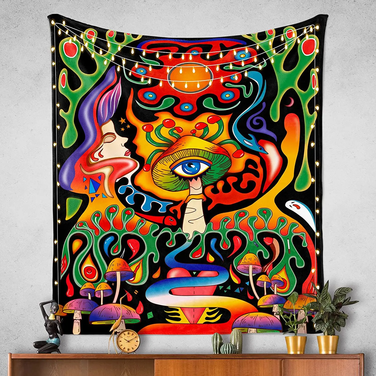 

Psychedelic Mushroom Tapestry Wall Hanging Colorful Trippy Vertical Hippy Eye Tapestries for Bedroom Living Room Dorm Wall Decor