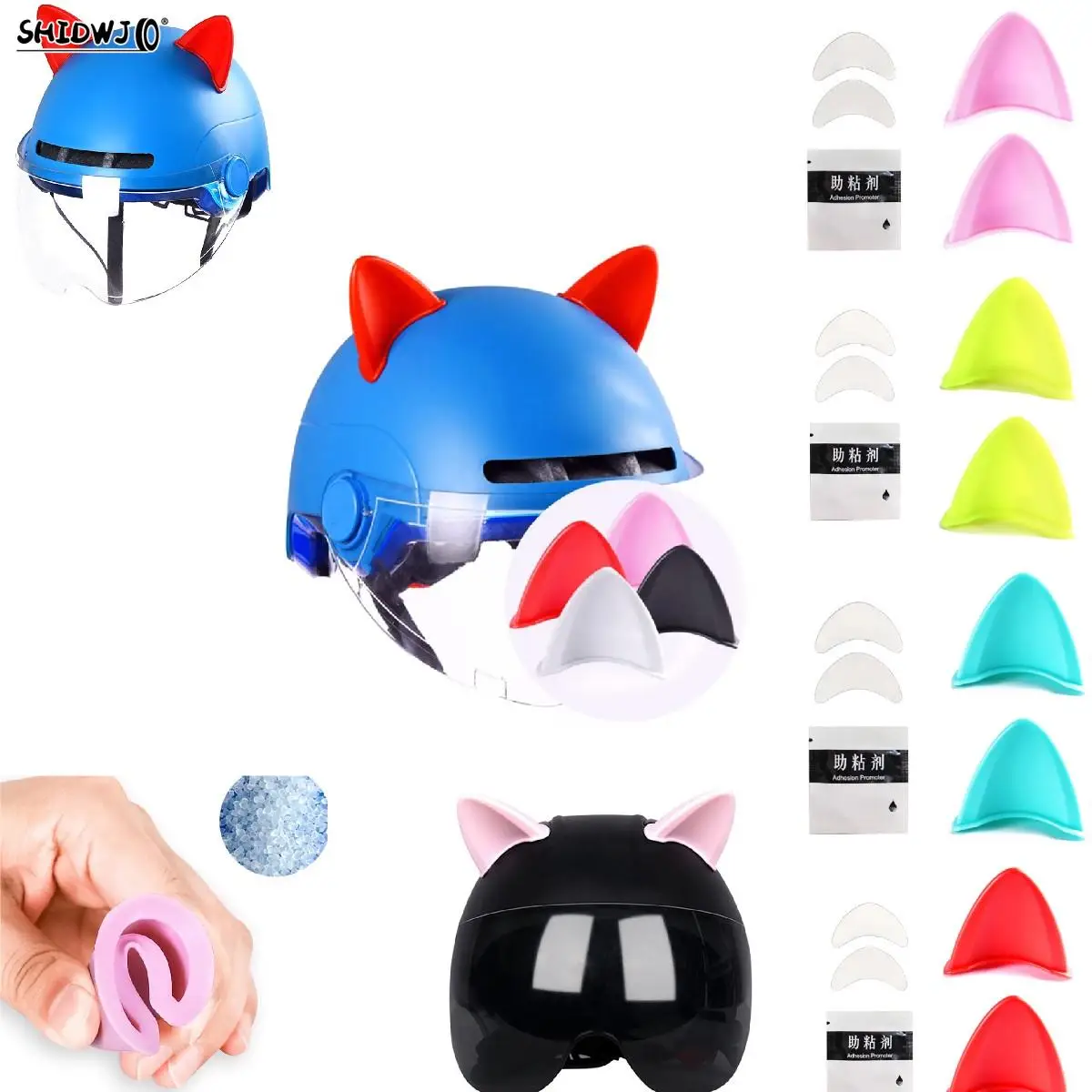 

2pcs Car Motorcycle Helmet Devil Horn Cute Cat Ears Decoration Motocross Full Face Off Road Helmet Decoration Car Accessories