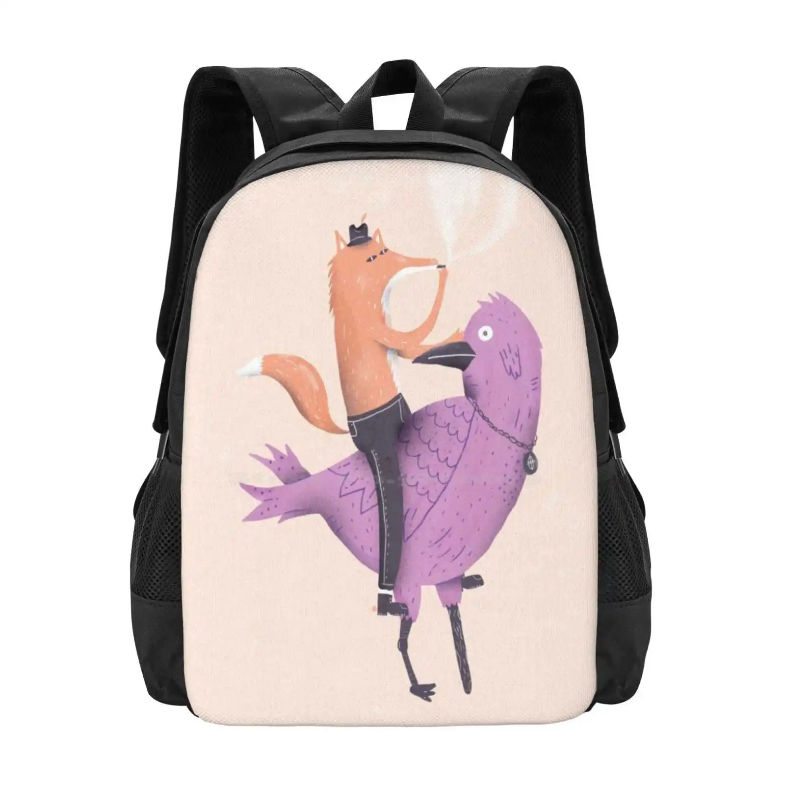 

The Fox And The Bird Teen College Student Backpack Pattern Design Bags Fox Bird Animals Nature Wild
