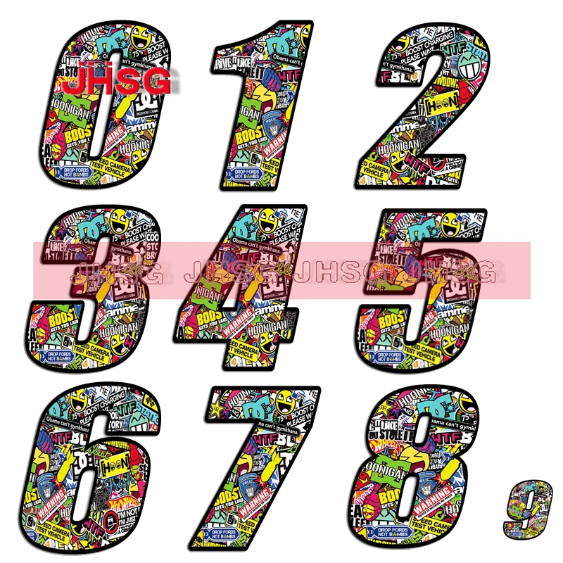 

JHSG Exquisite Digital Bomb Skull Decal Sticker Auto Motocross Sport Start Racing Car Decoration Pvc Custom