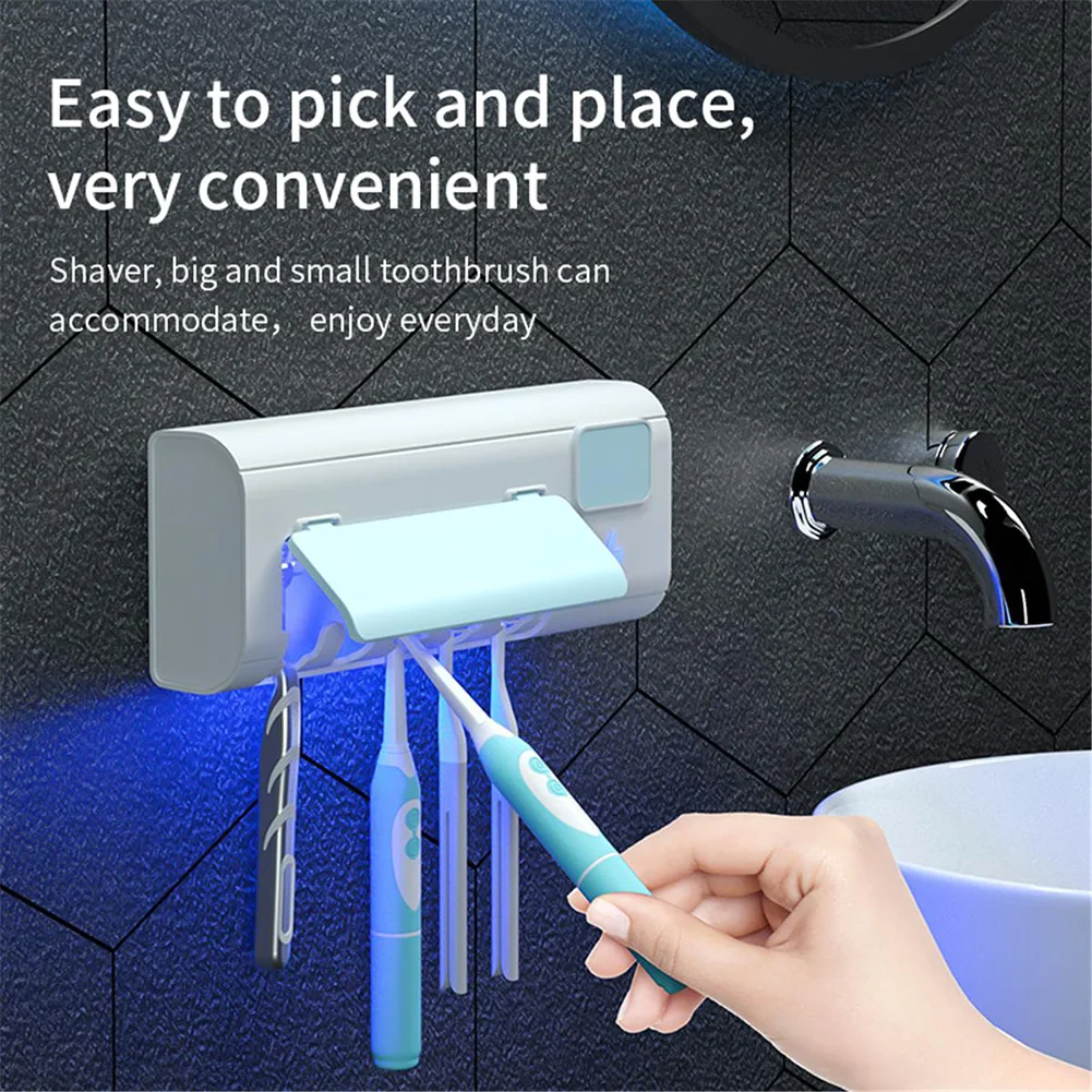 

UV Toothbrush Holder Rechargeable Toothbrush Sterilizer Holder Wall Mounted Tooth Brush Storage Sanitizer Bathroom Accessories