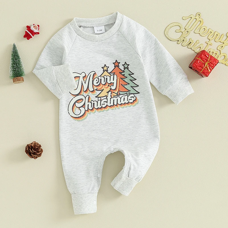 

Детский комбинезон Kupretty, Рождественский комбинезон с длинными рукавами и вышивкой в виде лося для новорожденных мальчиков и девочек, милая Одежда для младенцев