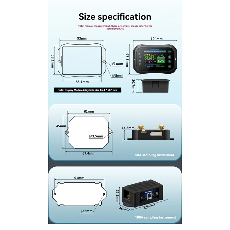 KM110F Кулоновый измеритель с Wi-Fi высокоточный двунаправленный дисплей обнаружения